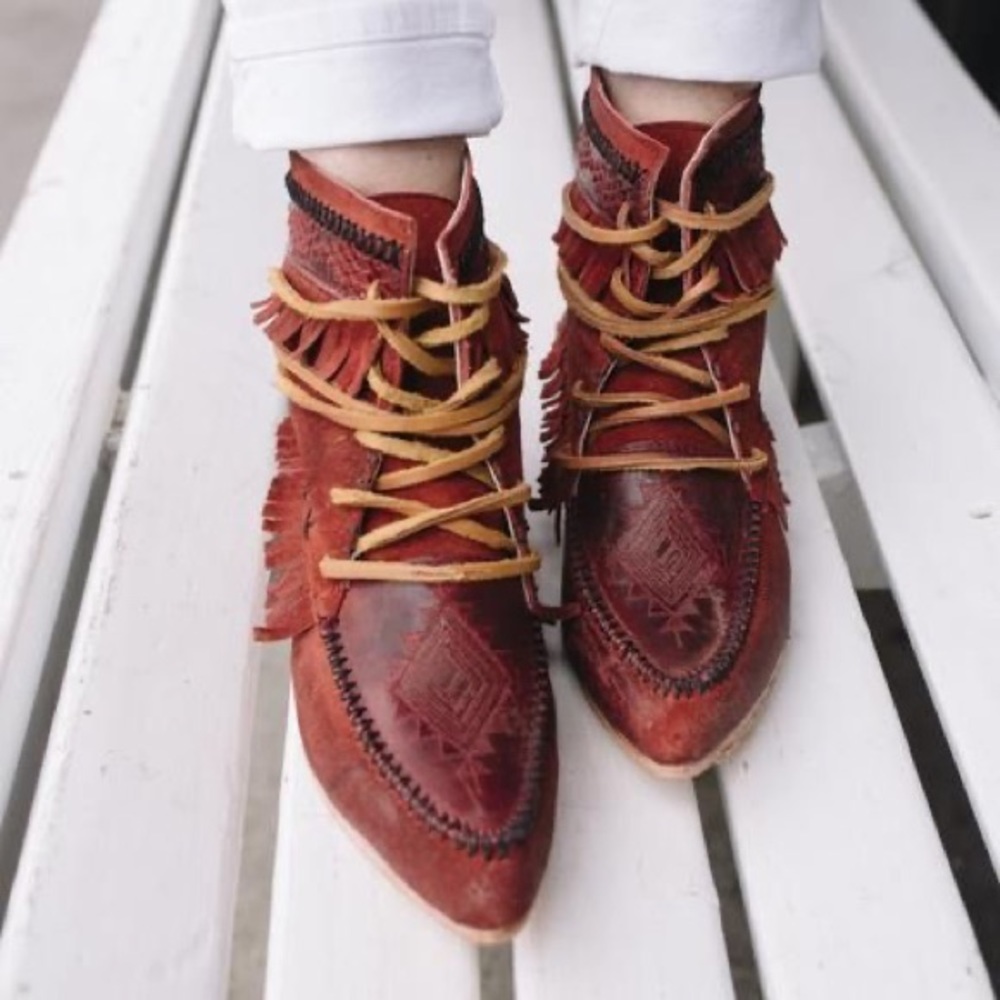 Freebird Tribe Leather Moccasin Booties size 8